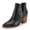 Black, variant on Dellytop Womens Mid Heel Pointed Toe Stacked Ankle Boots V Cut Back Zipper Faux Leather Booties