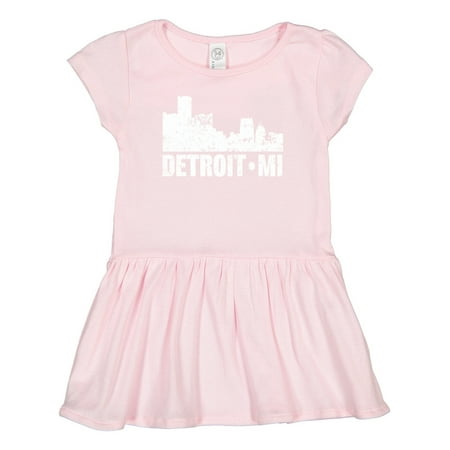 

Inktastic Detroit Skyline Grunge Gift Toddler Girl Dress