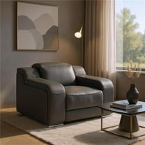 HomeRoots 634542 41 in. Dark Gray Italian Leather Wall Hugger Recliner with USB