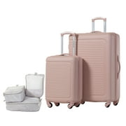 JETSTREAM 5pc Hardside Rolling Spinner Upright Set, 20" 28" Luggage Duo, 3pc Packing Cubes, Blush