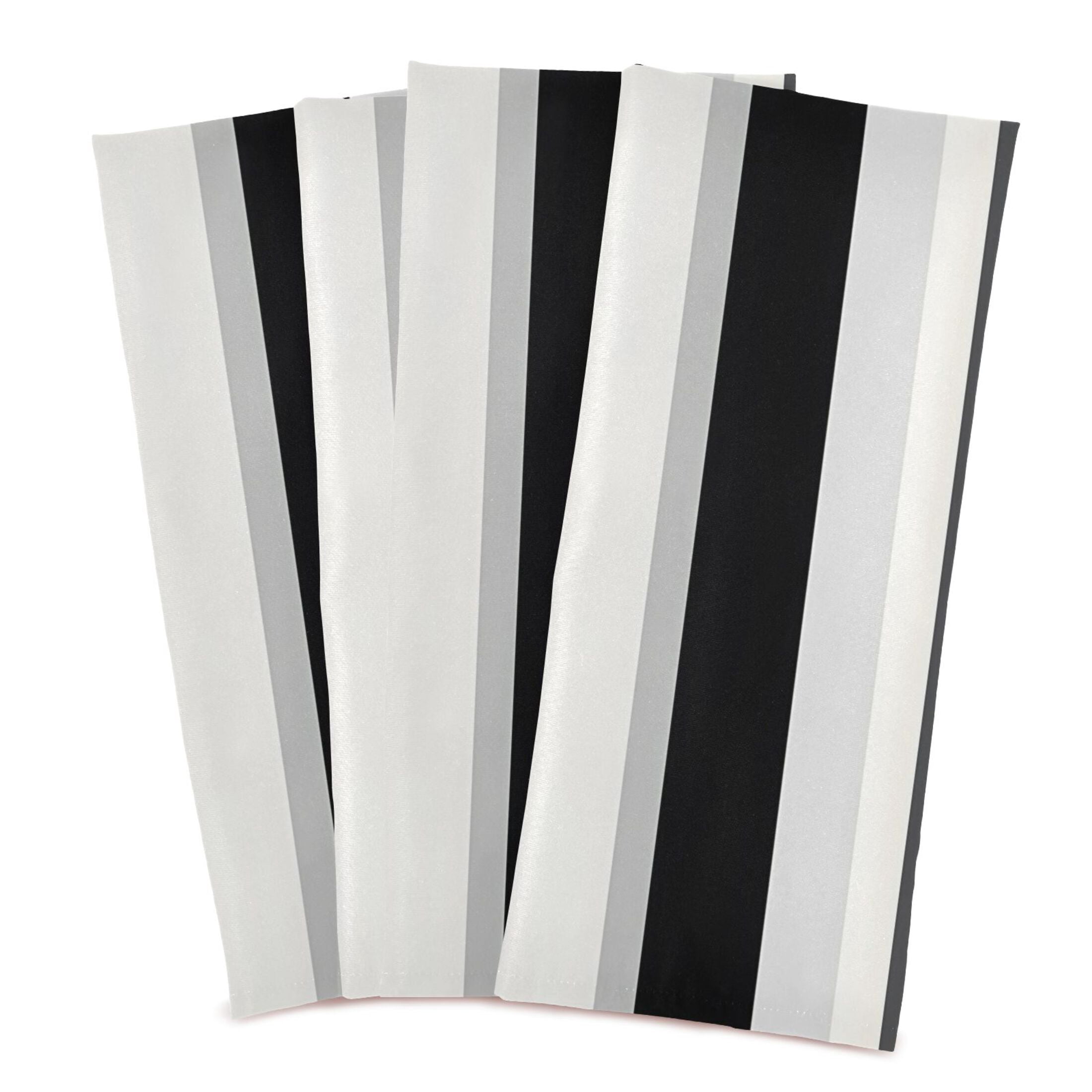 Black White and Gray Stripes Kitchen Towels 6-Piece Pack Tea Towels for Kitchen Decorative Waffle Design 28x18in