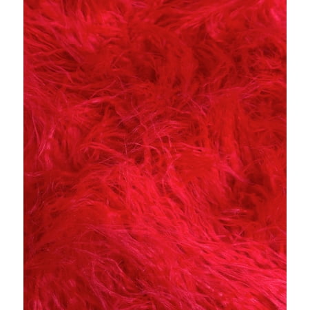 Faux Fake CURLY Yak FUR 3.5 LONG Pile Japanese Fire Retardant Yarn 2.3oz Per Yard / Craft Sewing Cosplay 58 Wide Sold by Continuous Yard (Fire Red)