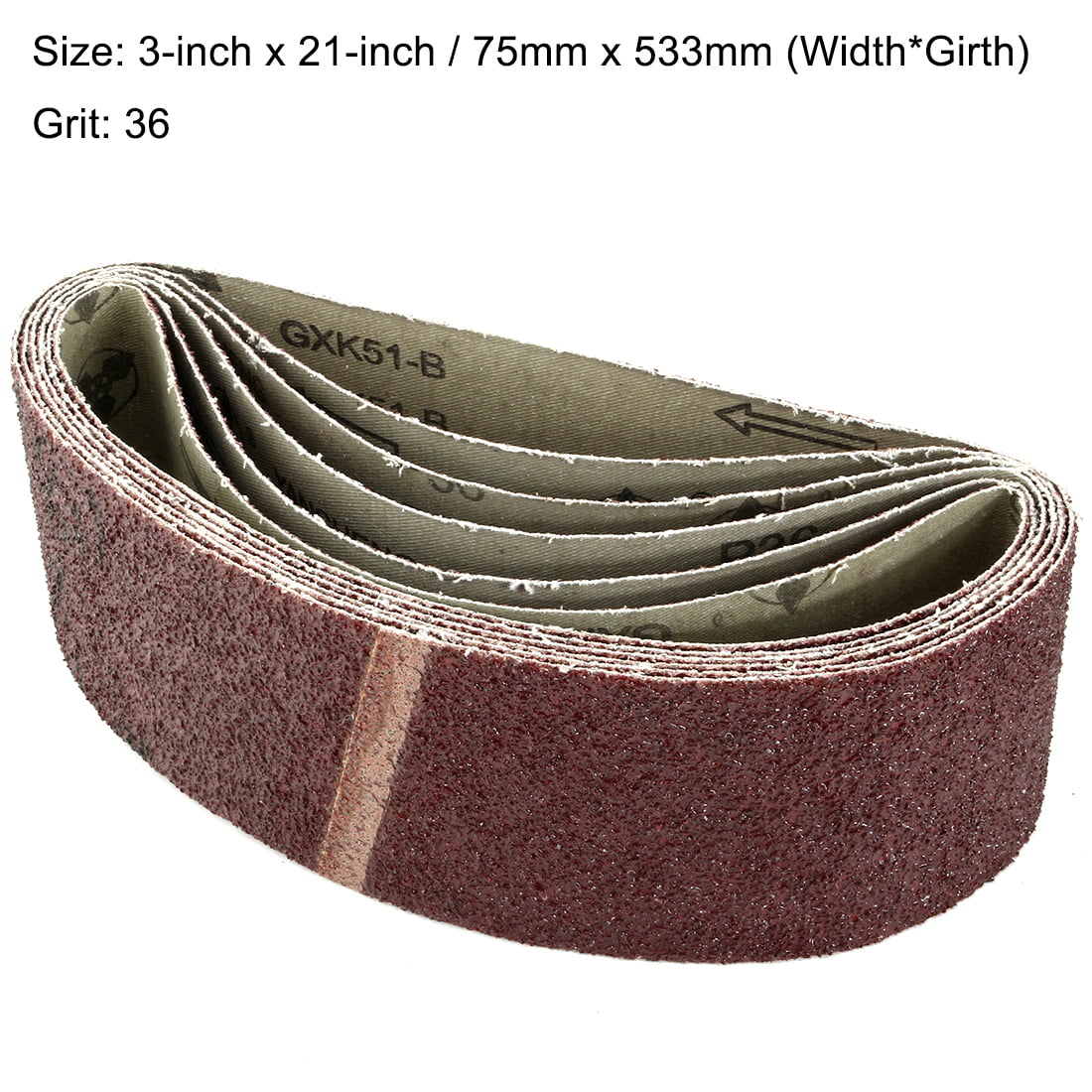 3-Inch x 21-Inch 36-800 Grit Lapped Butt Joint Aluminum Oxide Sanding Belt 