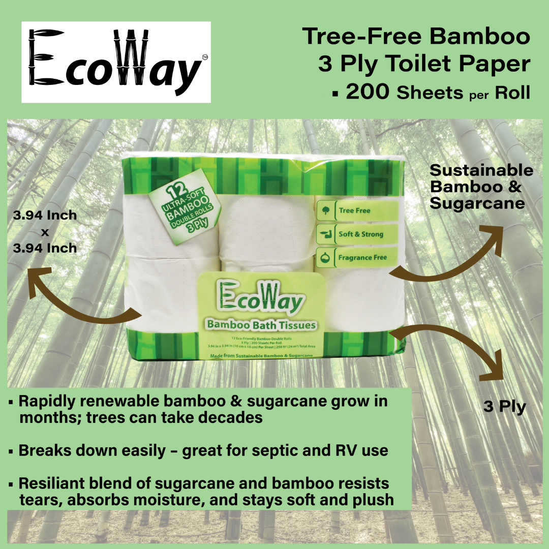 EcoWay Bath tissue (Toilet paper) 200 Sheets per roll 8 packs/case
