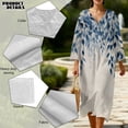 thumbnail image 5 of DISNIMO Linen Style Maxi Dresses for Women Leaf Print Summer Casual Midi Dress V Neck Loose Dresses Lightweight 3/4 Sleeve Dress Fashion Fall Clothes, XL, 5 of 6