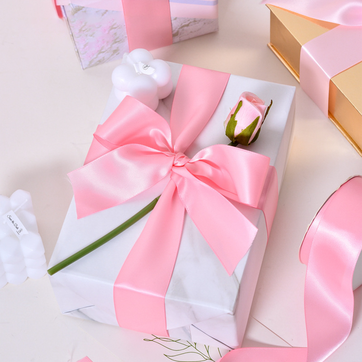 10Rolls Solid Color Satin Ribbon, Ribbon for Flower Bouquet, Craft Fabric Ribbon, Bouquet Ribbon for Flowers, Ribbons for Crafts