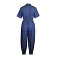 thumbnail image 3 of SELONE Plus Size Jumpsuits for Women Plus Size Denim Jean Loose Fit Pants Ladies Travel Comfortable Vacation Flowy Rompers Cute Rompers for Women Casual Jumpsuits Short Sleeve Dark Blue XXL, 3 of 9