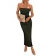 thumbnail image 1 of Vestido PRETTYGARDEN Strapless Bodycon Maxi con Abertura en Verde Militar XS, 1 of 7