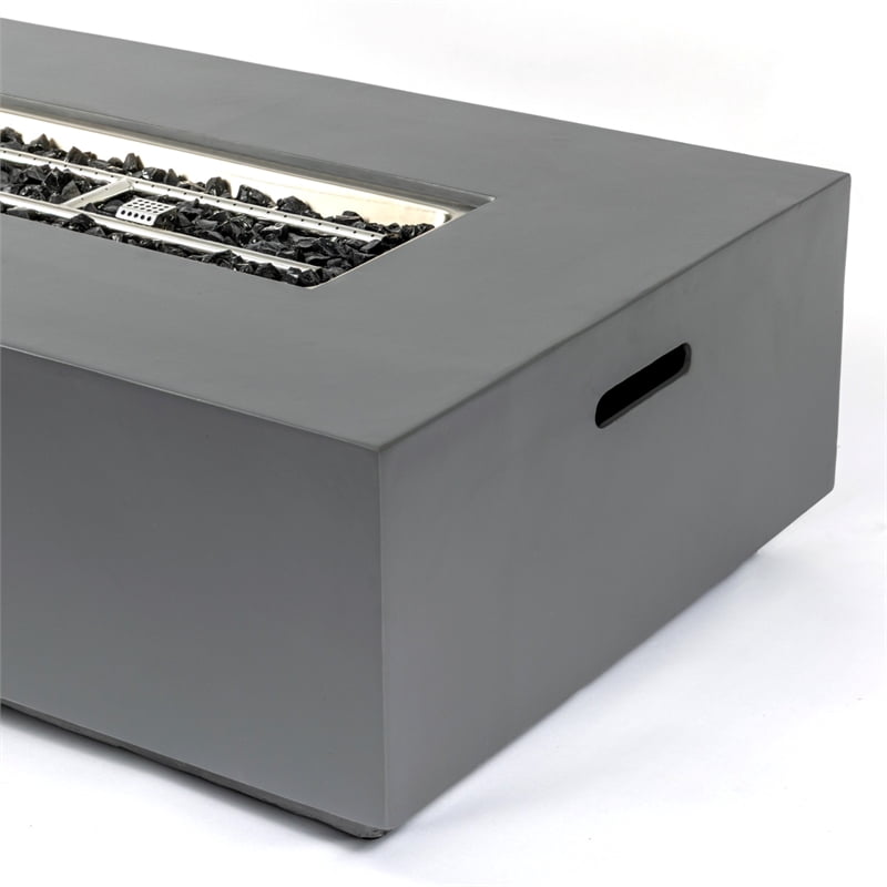 Concrete Light Gray Propane Natural Gas Fire Pit Table for Patio Use