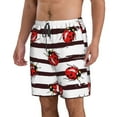 thumbnail image 2 of Disketp Men'S Swim Trunks Hawaiian Breathable Surf Beach Swimsuits Mesh Lining Beach Shorts With Pockets-Ladybugs On Black And White Striped1, 2 of 9
