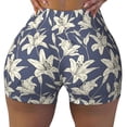 thumbnail image 2 of Balery Lilies Flowers Printed Workout Shorts for Women Seamless Scrunch Short Gym Yoga Running Sport Active Exercise Fitness Shorts-Medium, 2 of 8