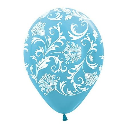 11 inch Sempertex Damask - Pearl Caribbean Blue Latex Balloons (6 Pack) - Party Supplies Decorations