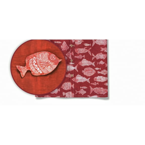 YIUME Men's Hawaiian Shirt Red Fish Button-down Short Sleeve Aloha Shirts with Pocket for Beach Party