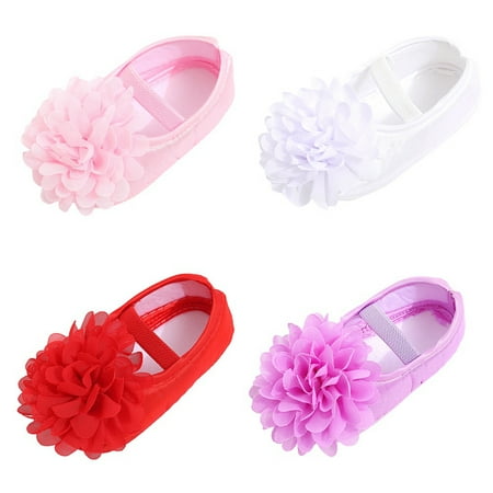 

Baby Girl Shallow Princess Shoes Newborn Flower Satin Shoes Soft Sole