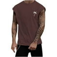 thumbnail image 2 of Hessimy Men's Tank Top Cotton Workout Sleeveless Muscle T Shirts Casual Summer Tank Shirts（Brown,XXXL), 2 of 4
