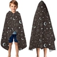 thumbnail image 3 of Brown Star Moon Constellation Pattern Hooded Bath Towel，50"x30" for Ages 3 To 12 Kids, Quick Dry Lightweight Soft Microfiber Hood Beach Towel Cover Up for Kids, 3 of 7