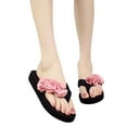 thumbnail image 3 of Puntoco Womens sandals clearance, Summer Flower Clip Toe Flip Flops Non-Slip Wedges Beach Slippers, 3 of 8