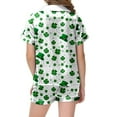 thumbnail image 4 of Girls Kids' St. Patrick's Day Printed Pajamas Short Sleeved Button Top Shorts Home Pajamas Set Clothes, 4 of 4