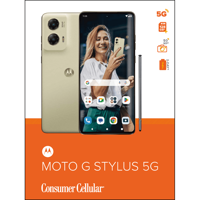 Consumer Cellular, Moto G Stylus 5G 2024, 128GB, Putty - Walmart.com