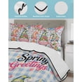 thumbnail image 3 of Twin Quilt Bedding Set, Spring Gnomes Reversible Summer Quilt 3 Pieces, Farmhhouse Floral Botanical Blue Plaid Lightweight Bedspreads Coverlets with 2 Pillow Shams for All Seasons, 3 of 5