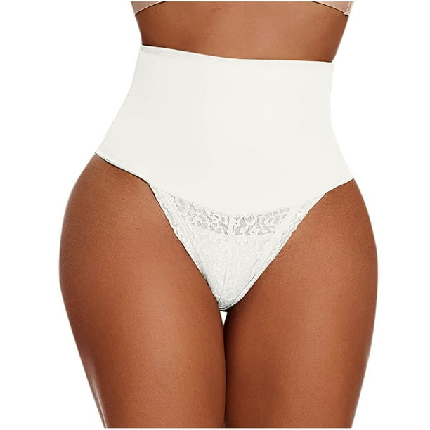 Fajas moldeadoras de cintura alta para mujer, de poliéster, con encaje, de color liso, para glúteos y abdomen.
