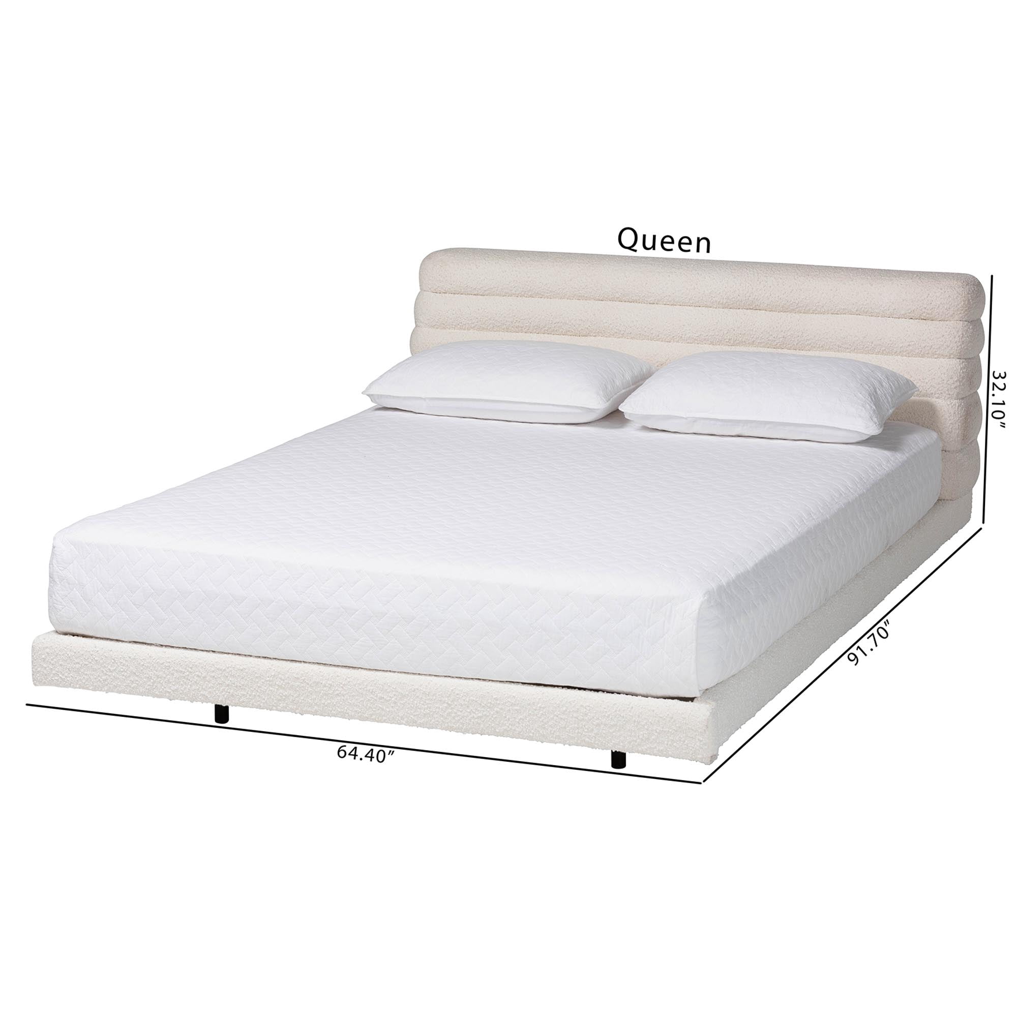 Baxton Studio Alfie Modern Floating Bed, King, Cream