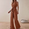 thumbnail image 5 of UAMVSH Rompers for Women Wrap Summer Front V-Neck Wide Strap Jumpsuit with Belt Soft Wide Leg Sleeveless Long Onesie Clothes, 5 of 5