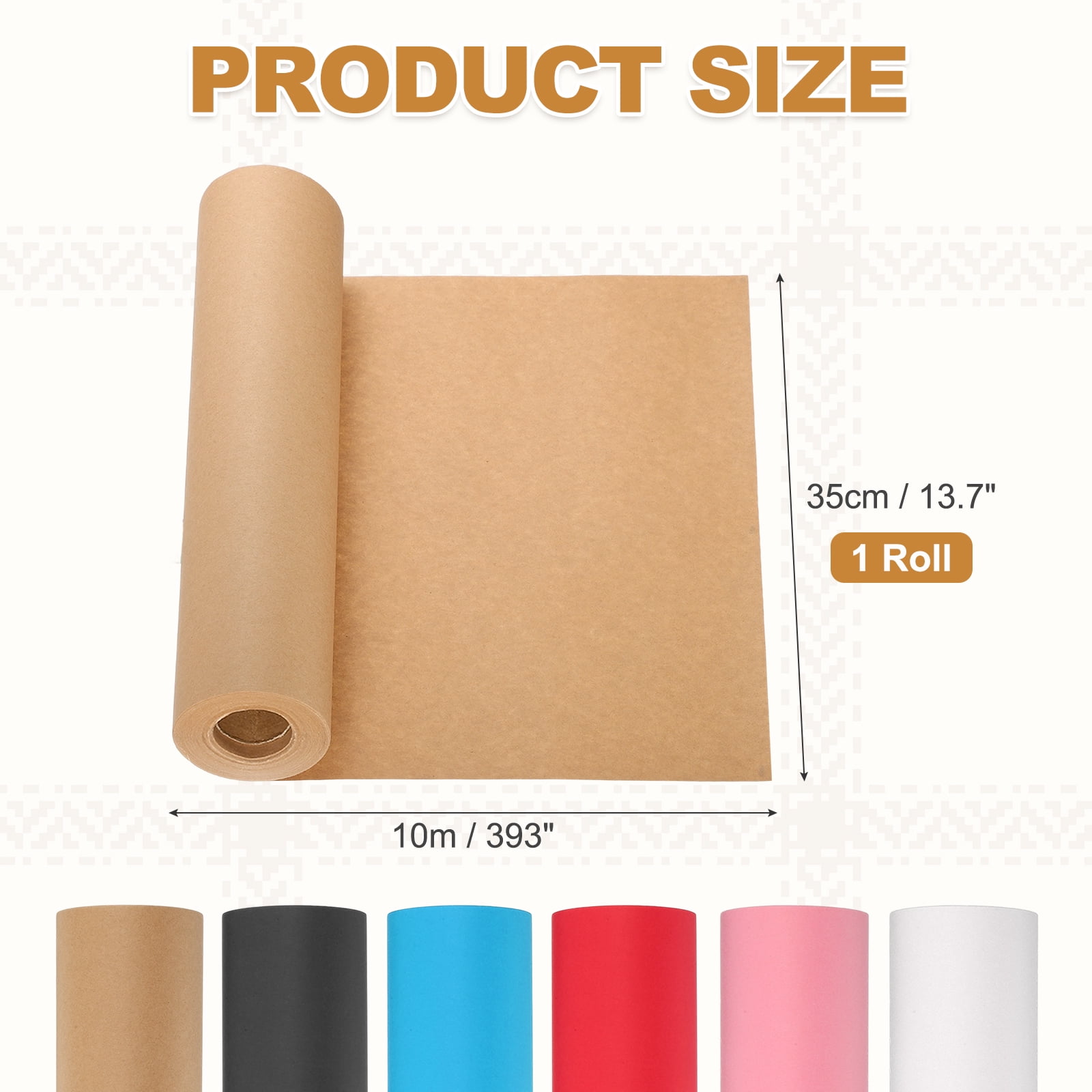 Uxcell Kraft Wrapping Paper Roll, 393''x13.7'' Decorative Paper with Shrink Film for Gift Wrapping Bouquet Flower Bulletin Board Art Painting Craft Packaging Shipping, Dark Brown