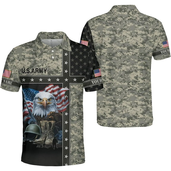 Personalized Custom Military Polo Shirts for Men, Mens Army Veteran Shirt (S)