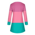 thumbnail image 4 of Robes d'Automne pour Femmes Col Rond Bloc de Couleur Robe à Manches Longues Décontractée Ample Tunique Évasée Mini Robes, 4 of 5