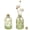 Light Green, variant on Vintage Design Embossed Fleur De Lis Clear Glass Bottles with Cork Lid, Apothecary Flower Bud Vases, Set of 6