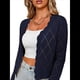 thumbnail image 1 of Chaqueta Cárdigan de Punto con Cuello en V y Larga para Mujer, Suéter Chal de Punto Sin Botones. Azul Marino XL, 1 of 8