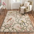 thumbnail image 3 of 2x3 Area Rug Non Slip Backing Low Pile, Machine Washable Indoor Door Mat, Print Pattern Entryway Rug for Front Door Entrance Hallway Kitchen Bathroom, Avian Bloom, Linen Beige, 3 of 5