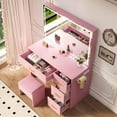 thumbnail image 5 of Vanity Set with Mirror and Lights, Makeup Vanity Set with 11 LED Lights, Dressing Table with 4 Drawers and Stool, Ample Storage, Power Strip, for Dressing Area, 5 of 11