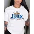 thumbnail image 2 of Premium Crown Print Crew Neck T-shirt, Four seasons casual short-sleeved round neck T-shirt, Women'S Clothing, 2 of 7