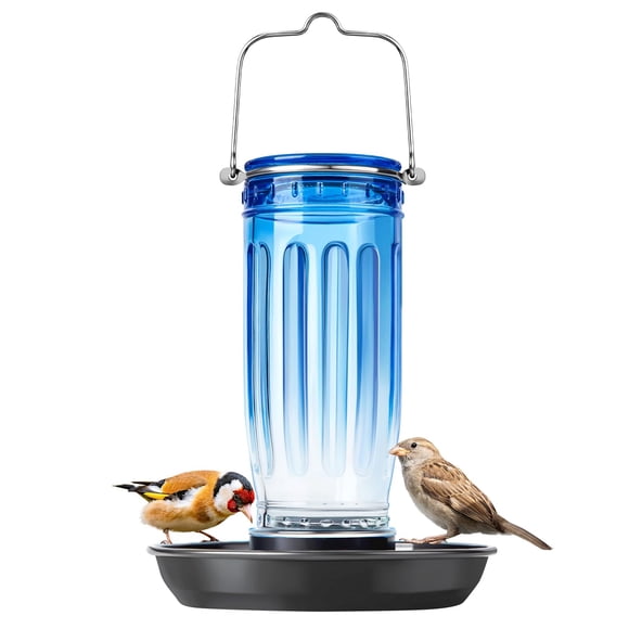 Comedero de agua para pájaros Kingsyard de vidrio de 500 ml con colgante de metal