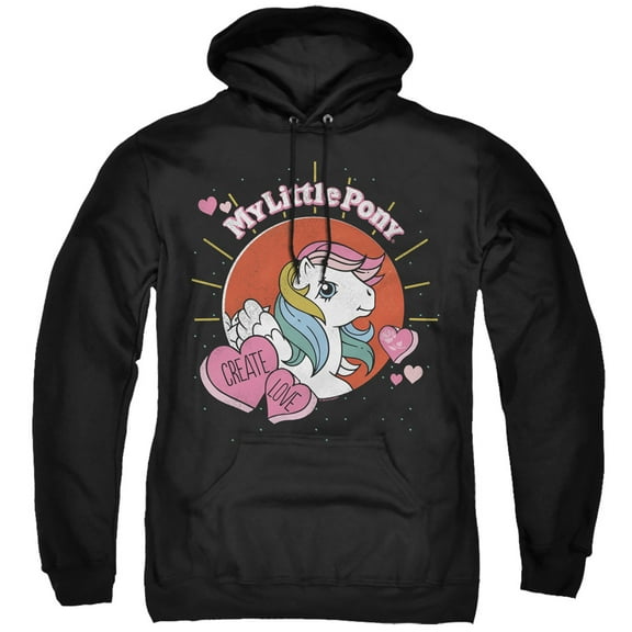 My Little Pony Retro Create Love Adult Pullover Hoodie Sweatshirt Black