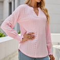 thumbnail image 3 of Women's V-neck long-sleeved T-shirt with hollowed-out embroidery, casual bohemian autumn top, 3 of 9