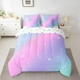 thumbnail image 2 of Erosebridal Dreamy Mermaid Bedding Sets Queen Size, Rainbow Comforter Sets with Sheets, Glitter Stars Decor, Reversible 7 Pieces, 2 of 5