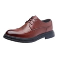 thumbnail image 4 of Men's Business Leather Dress Shoes Formal Pointed Toe Lace Up Flat Oxford Shoes Comfortable Non Slip Walking Shoes Brown Size 10.5, 4 of 6