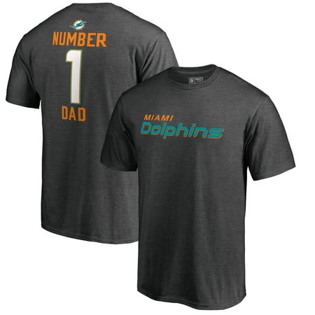 Miami Dolphins Heather - Miami Dolphins NFL Pro Line by Fanatics Branded #1 Dad Big & Tall T-Shirt - Heather Gray