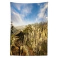 thumbnail image 3 of Ambesonne Nature Tablecloth Rectangular Table Cover, Park in Czech Republic, 60"x84", Olive Green Sky Blue, 3 of 4