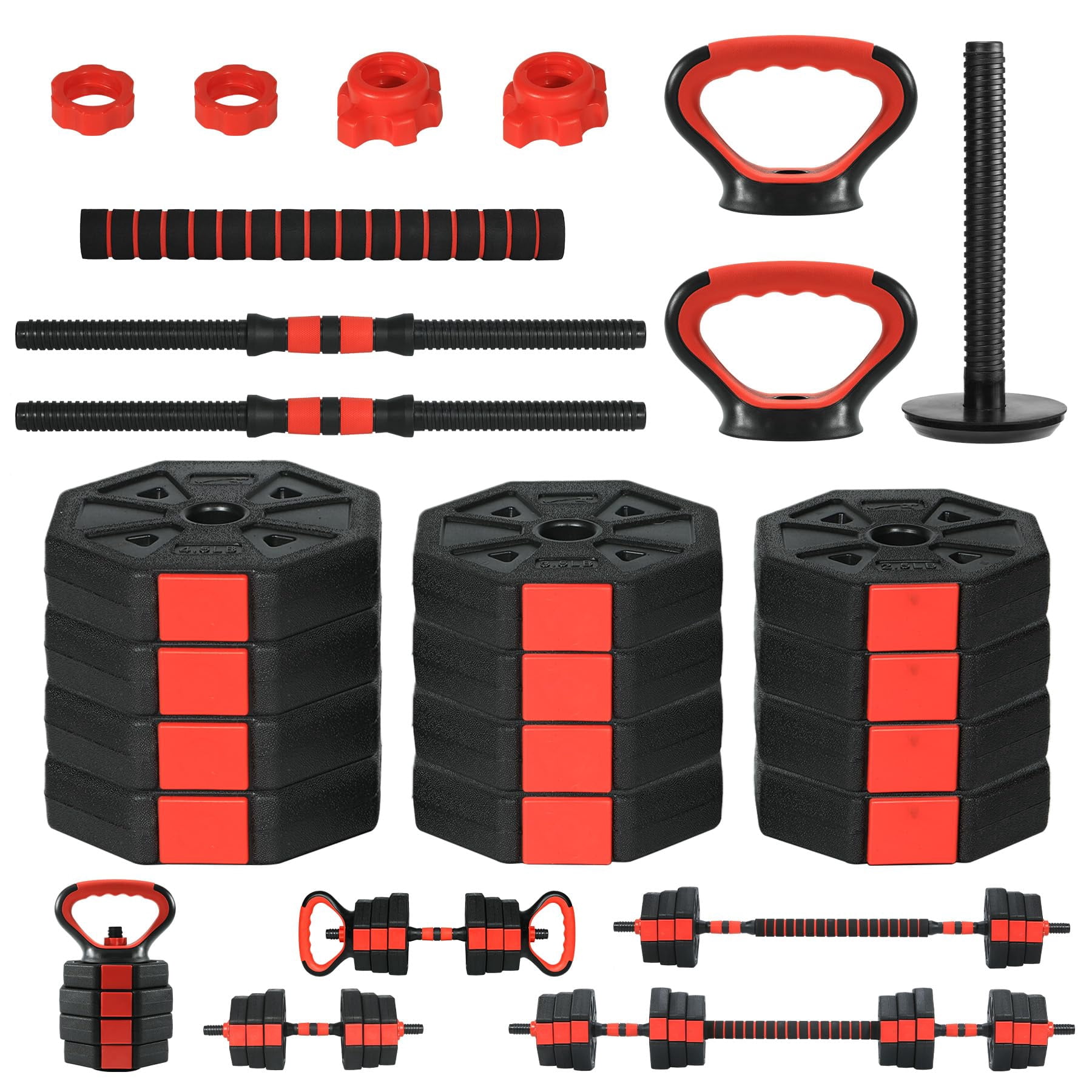 Ataucjin 3-In-1 Octagonal Adjustable Dumbbell Set, 66 Lbs Free Weights Dumbbells with Anti-Slip Handle for Men & Women, Versatile Dumbbells Set of 2 with Connector, Perfect for Home Gym