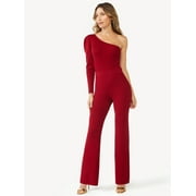 Sofia Jeans by Sofia Vergara Women's Shimmer One Shoulder Jumpsuit