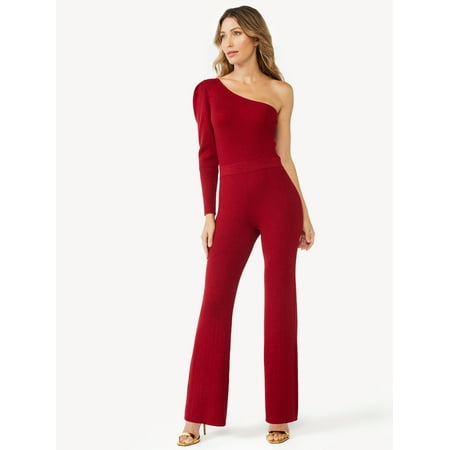 Sofia Jeans by Sofia Vergara Women's Shimmer One Shoulder Jumpsuit