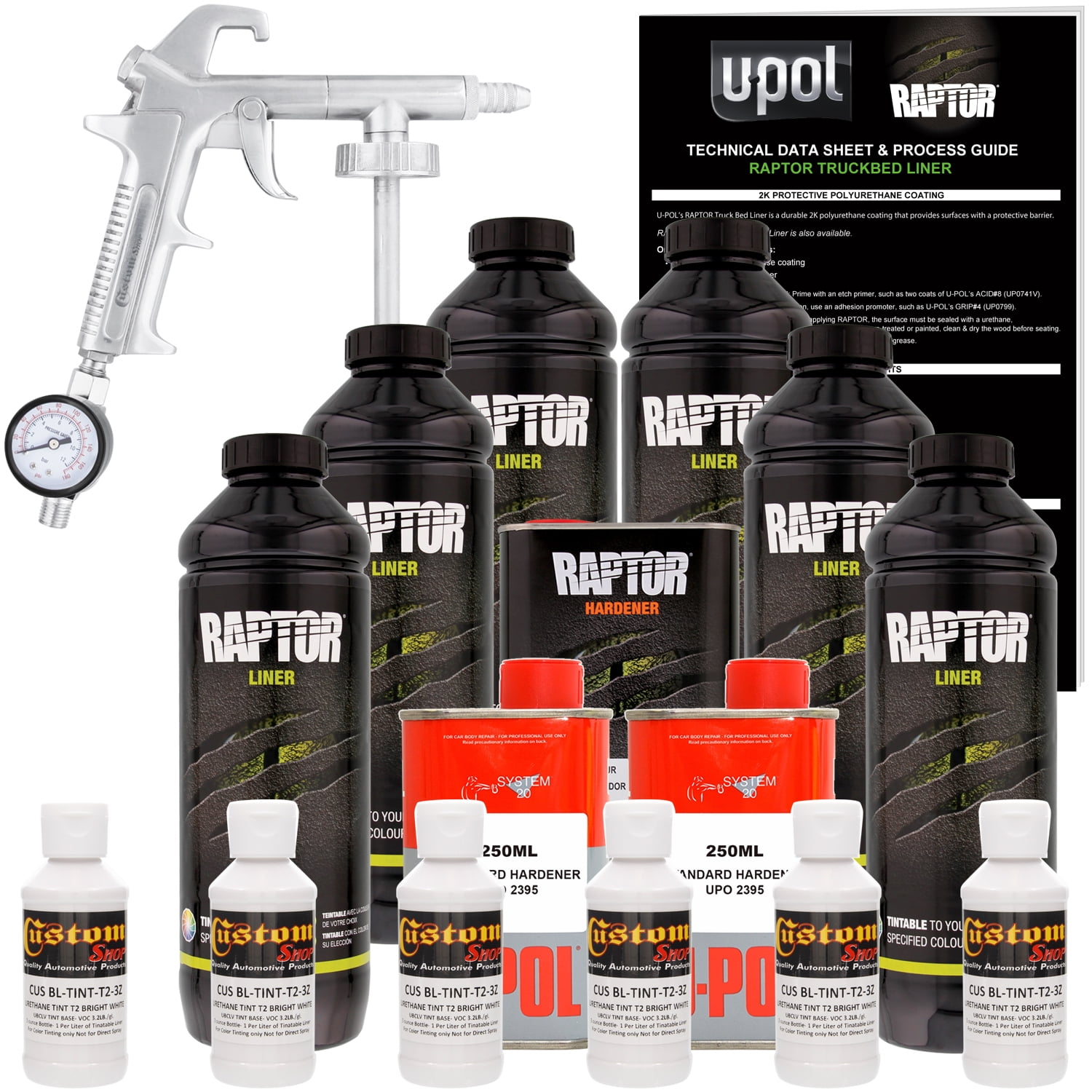 Raptor Bright White Urethane SprayOn Truck Bed Liner Spray Gun, 6