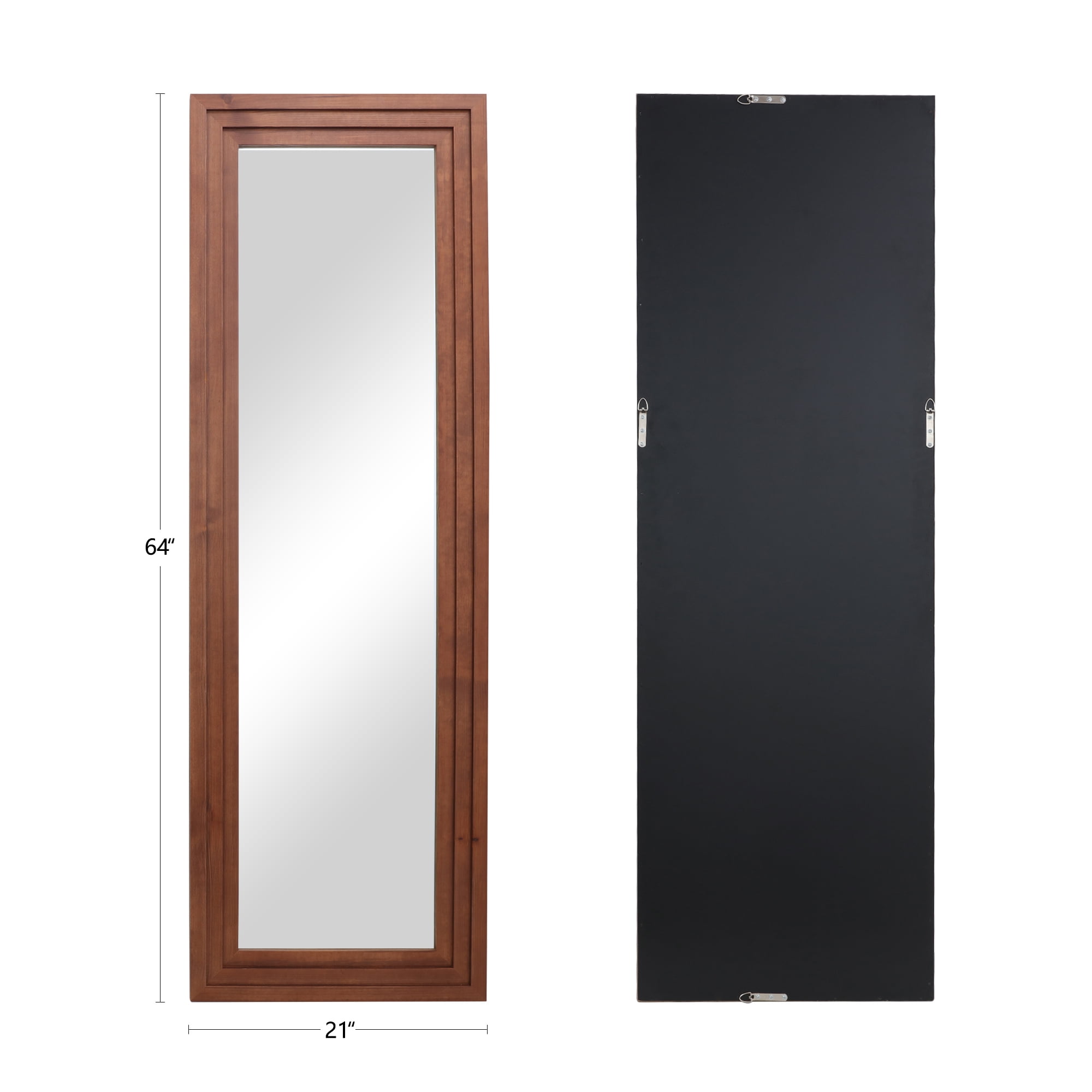 64"x21" Full Length Mirror Floor Mirror Wood Frame Rectangular Hanging Wall Mirror Log Color
