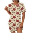 thumbnail image 1 of QIPOPIQ Robes pour Femmes Longues Fluides Robe à Étages Manches Courtes Imprimé Bohème Robe de Plage Robe d'Été Robe Longueur Genou Offres 2023, 1 of 6