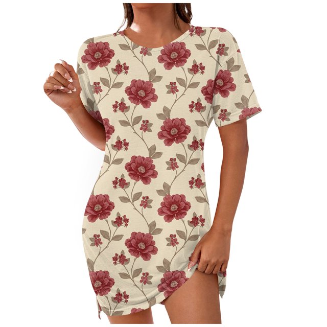 QIPOPIQ Robes pour Femmes Longues Fluides Robe à Étages Manches Courtes Imprimé Bohème Robe de Plage Robe d'Été Robe Longueur Genou Offres 2023