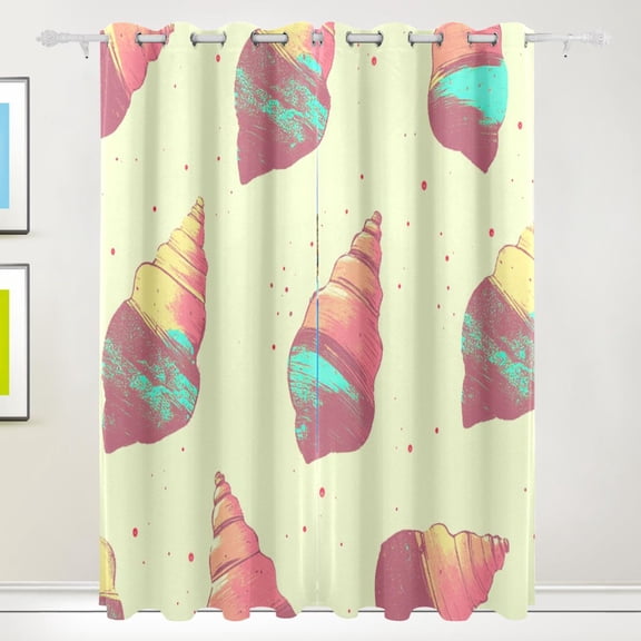 Beach Shell Print Blackout Curtains for Living Room Bedroom 55W x 72/84L Insulated Window Drapes 2 Panels